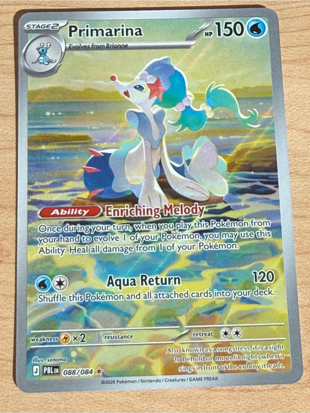 Pokemon Primarina Holo – Blue / White / Teal Artwork